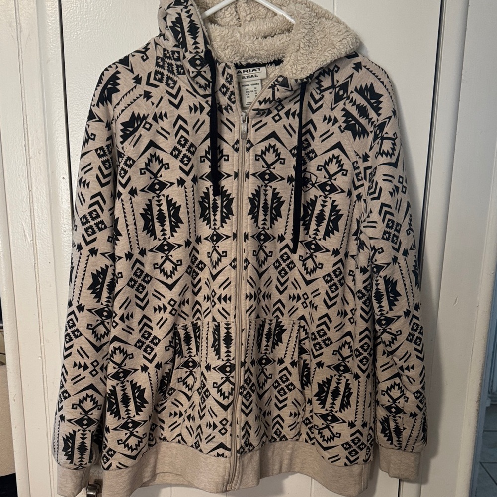 Ariat Black and Cream Patterned Hooded Jacket